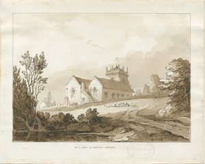 Église de Forton : dessin au lavis, nd [?1838] - Thomas Peploe Wood