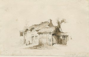 Fradswell - Cottage sur la lande : dessin au crayon et lavis - Thomas Peploe Wood