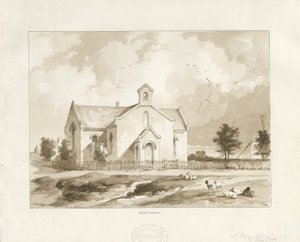 Église de Gentleshaw : dessin sépia - Thomas Peploe Wood