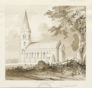 Église de Golden Hill (dessin lavis sépia)
