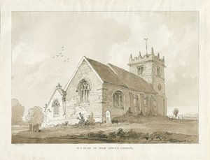 Église de High Offley : dessin sépia