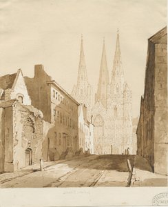 Cathédrale de Lichfield : dessin sépia rouge - Thomas Peploe Wood