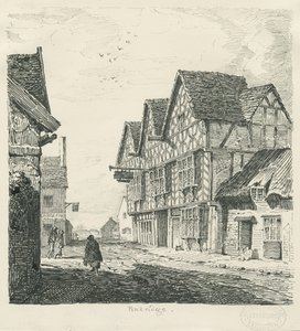 Penkridge Town - Vieille Maison (dessin à la plume et encre) - Thomas Peploe Wood