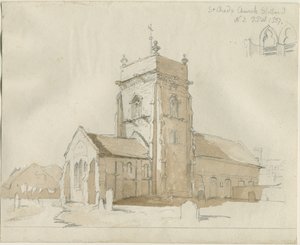 Stafford - Église Saint-Chad : dessin à la plume et au lavis