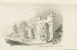 Château de Tutbury - Cour : dessin à la plume et au lavis, 27 nov. 1837 - Thomas Peploe Wood
