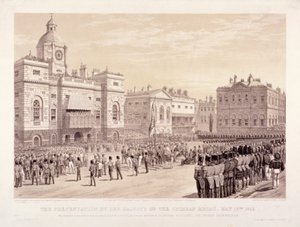 Présentation de la médaille de Crimée par la reine Victoria au colonel Sir Thomas Trowbridge, 18 mai 1855 - Thomas Picken