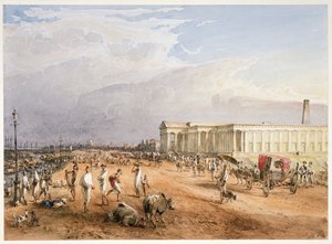 La nouvelle Monnaie sur le Strand, vue du sud, avec des navires au-delà, inscrit sur la page de l