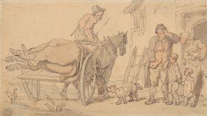 Un cheval mort sur une charrette de boucher - Thomas Rowlandson