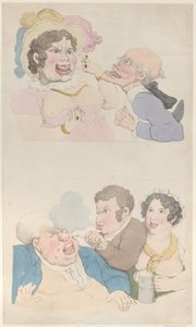 Un homme séduit par une femme, et fumant un client, 1800 - Thomas Rowlandson
