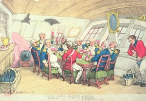 Une cabine confortable ou amiral du port (gravure en couleur)