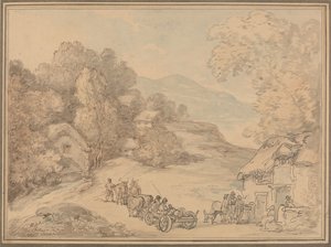 Un village dans un paysage vallonné - Thomas Rowlandson