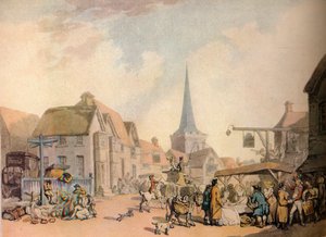 Scène de village anglais ancien