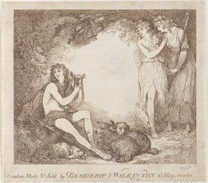 Apollon, Lyra et Daphné Carte de commerce illustrant Marian, un opéra, 1797-99 - Thomas Rowlandson