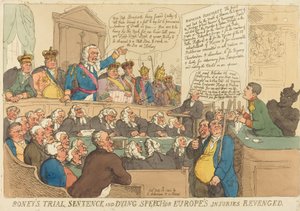 Le procès, la sentence et le discours de mort de Boney - Thomas Rowlandson