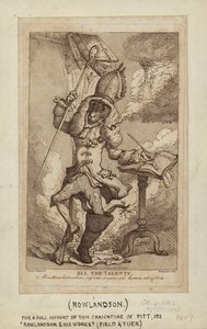 Caricature de William Pitt en chèvre fumante (gravure au pointillé)