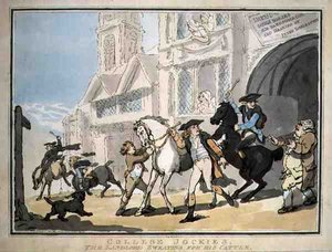 Les Jockeys du Collège, Le Propriétaire Transpirant pour son Bétail, publié par E. Jackson - Thomas Rowlandson