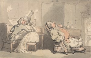 Les conforts de Bath : Le maître de musique - Thomas Rowlandson