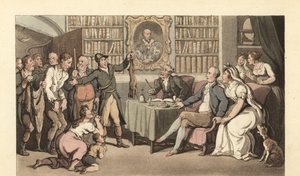 Gentleman anglais dans son bureau entendant une affaire de braconnage - Thomas Rowlandson