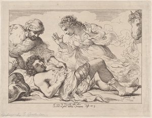 Erminia découvre le Tancrède blessé de Tasso, Gerusalemme Liberata, vers 1790 - Thomas Rowlandson