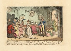 Couple à la mode dérangé par un parent stupide et oisif - Thomas Rowlandson