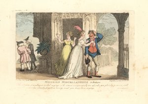 Femme à la mode envoyant un message verbal via un fou - Thomas Rowlandson