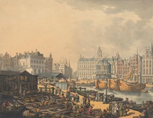 Feyge Dam, avec une partie du Marché aux Poissons à Amsterdam, 1797 - Thomas Rowlandson