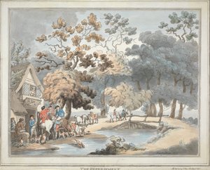 La chasse au renard [série de six] :   4. Le rafraîchissement - Thomas Rowlandson