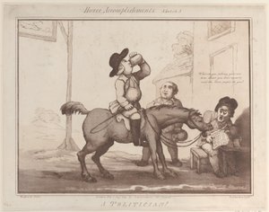 Les Accomplissements du Cheval, Croquis 5 : Un Politicien !!, 1er août 1799 - Thomas Rowlandson
