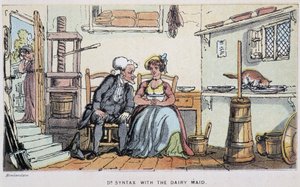 Le docteur avec une servante - dans «Les trois voyages du Dr Syntax: à la recherche du pittoresque, de la consolation et d