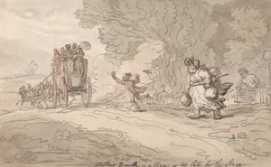 « Maman en colère » ou « Trop tard pour monter sur scène » - Thomas Rowlandson