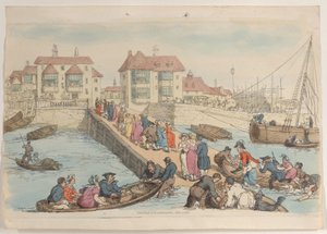 Planche 25 : Un lieu de débarquement, du Monde en miniature, 1816 - Thomas Rowlandson