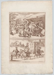 Foire aux pots de Cambridge, et, La porte du collège, 1780-90 - Thomas Rowlandson