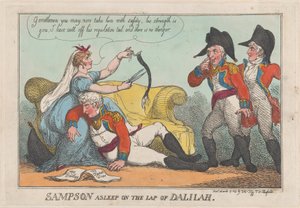 Samson endormi sur les genoux de Dalila, 19 mars 1809 - Thomas Rowlandson