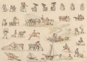 Ensemble de seize : Contours de figures et paysages