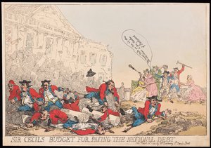 Le budget de Sir Cecil pour payer la dette nationale, pub. 1784 - Thomas Rowlandson