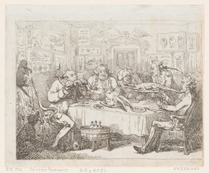 Sir Joseph Banks sur le point de manger un alligator 