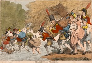 Soldats en marche: "Pour empaqueter ses haillons et suivre le tambour" - Thomas Rowlandson
