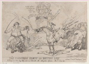 Le cheval hanovrien et le lion britannique, 31 mars 1784 - Thomas Rowlandson