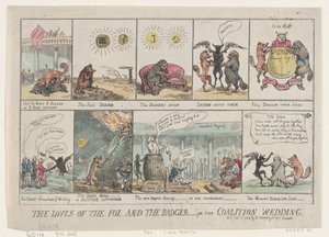 Les amours du renard et du blaireau, ou le mariage de la coalition - Thomas Rowlandson