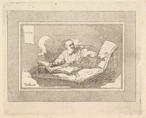 Le Philosophe Vieil homme barbu copiant un livre, 1783-87 - Thomas Rowlandson