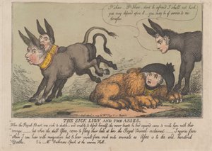 Le lion malade et les ânes, 18 avril 1809 - Thomas Rowlandson