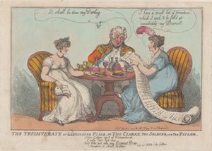Le Triumvirat de Gloucester Place, ou Le Clerc, Le Soldat, et Le Tailleur, 1809