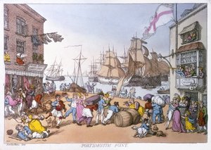 Le district de Portsmouth, dessin décrivant les activités de ce port anglais