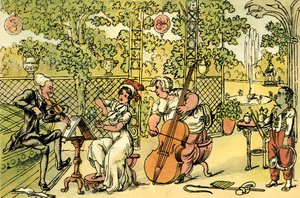 Le trio du jardin - Thomas Rowlandson