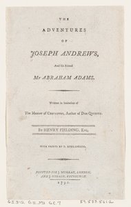 Page de Titre : Les Aventures de Joseph Andrews, et de son Ami M. Abraham Adams, 1792 - Thomas Rowlandson