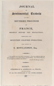 Page de titre, du Journal des voyages sentimentaux dans les provinces du sud de la France - Thomas Rowlandson