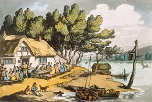 Vue près de Newport, Île de Wight, pub. 1822 - Thomas Rowlandson