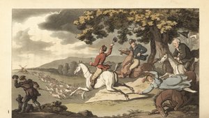 Jeune gentleman anglais chassant le cerf avec des chiens - Thomas Rowlandson