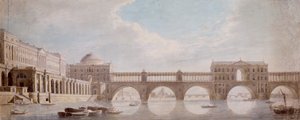 Projet de conception pour un pont sur la Tamise à Somerset House - Thomas Sandby