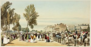 Hyde Park près de Crosvenor Gate, planche seize de Vues originales de Londres telle qu
